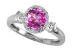 Tommaso Design Round 6mm Simulated Pink Topaz And Diamond Ring