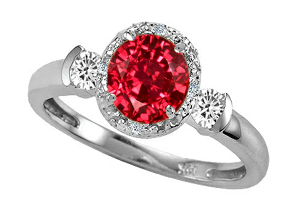 Tommaso Design Round Created Ruby And Diamond Ring