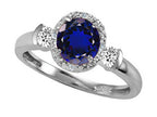 Tommaso Design Round 6mm Created Blue Sapphire And Diamond Ring