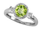 Tommaso Design Round 6mm Genuine Peridot And Diamond Ring