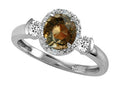 Tommaso Design Round 6mm Genuine Smoky Quartz And Diamond Ring
