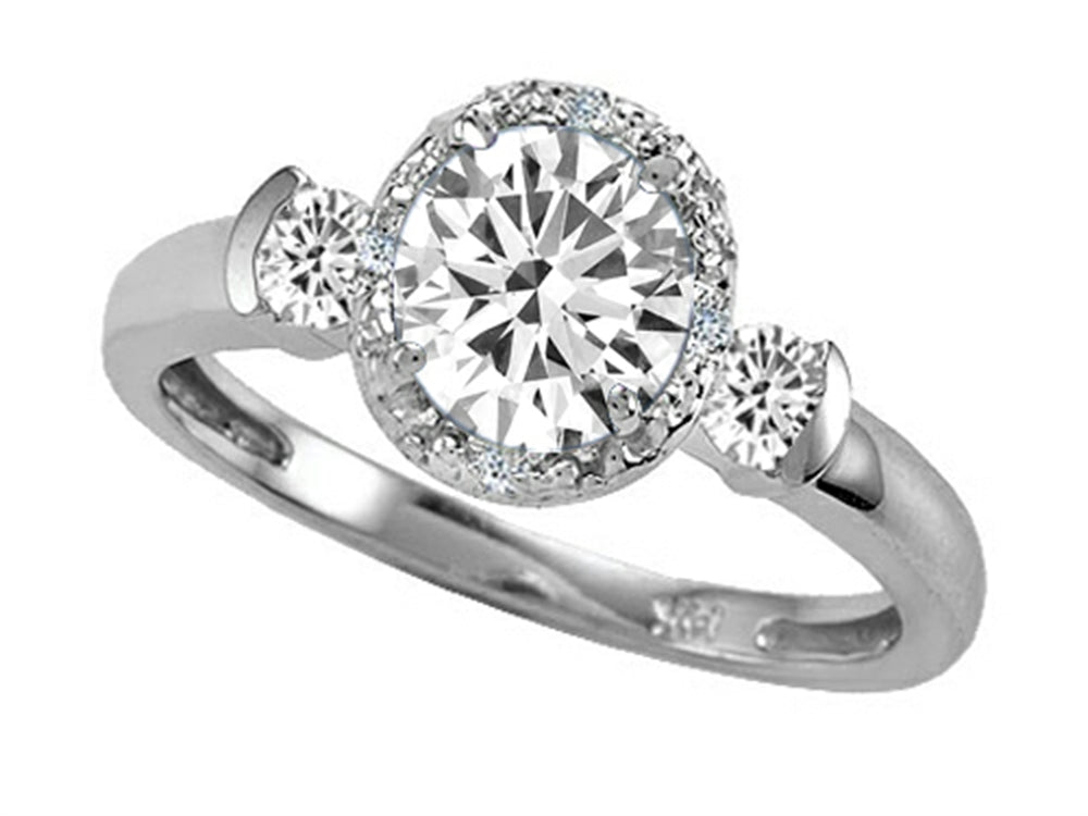 Tommaso Design Round 6mm Genuine White Topaz And Diamond Ring