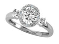 Tommaso Design Round 6mm Genuine White Topaz And Diamond Ring