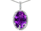 Tommaso Design™ Oval 10x8mm Genuine Amethyst Pendant Necklace