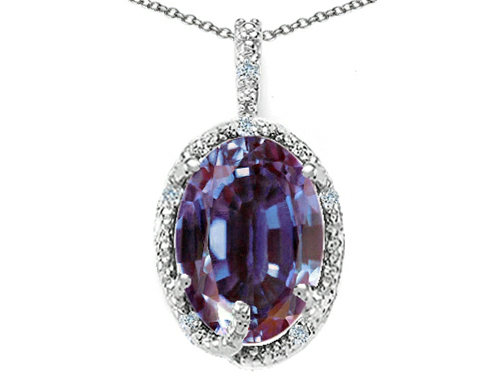 Tommaso Design™ Oval 10x8mm Simulated Alexandrite Pendant Necklace