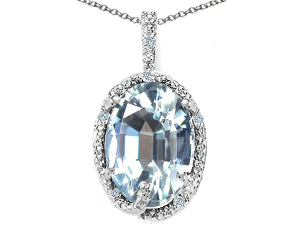 Tommaso Design™ Oval 10x8mm Genuine Aquamarine Pendant Necklace