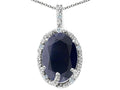 Tommaso Design™ Oval 10x8mm Genuine Black Sapphire Pendant Necklace