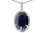 Tommaso Design™ Oval 10x8mm Genuine Black Sapphire Pendant Necklace
