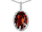 Tommaso Design™ Oval 10x8mm Genuine Garnet Pendant Necklace