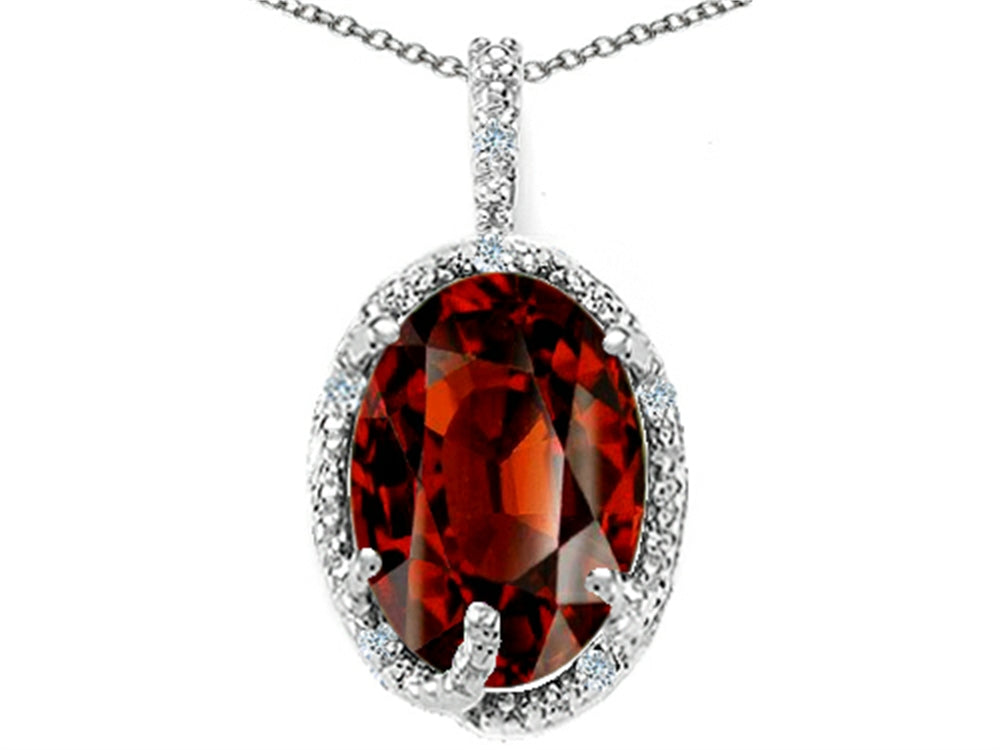 Tommaso Design™ Oval 10x8mm Genuine Garnet Pendant Necklace