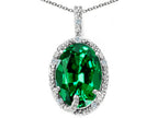 Tommaso Design™ Oval 10x8mm Simulated Emerald Pendant Necklace
