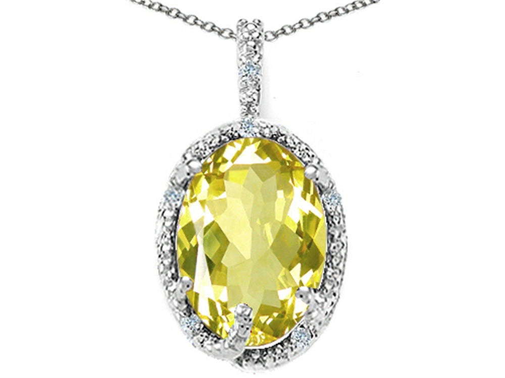Tommaso Design™ Oval 10x8mm Genuine Lemon Quartz Pendant Necklace