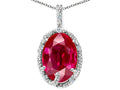 Tommaso Design™ Oval 10x8mm Created Ruby Pendant Necklace
