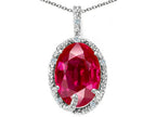 Tommaso Design™ Oval 10x8mm Created Ruby Pendant Necklace