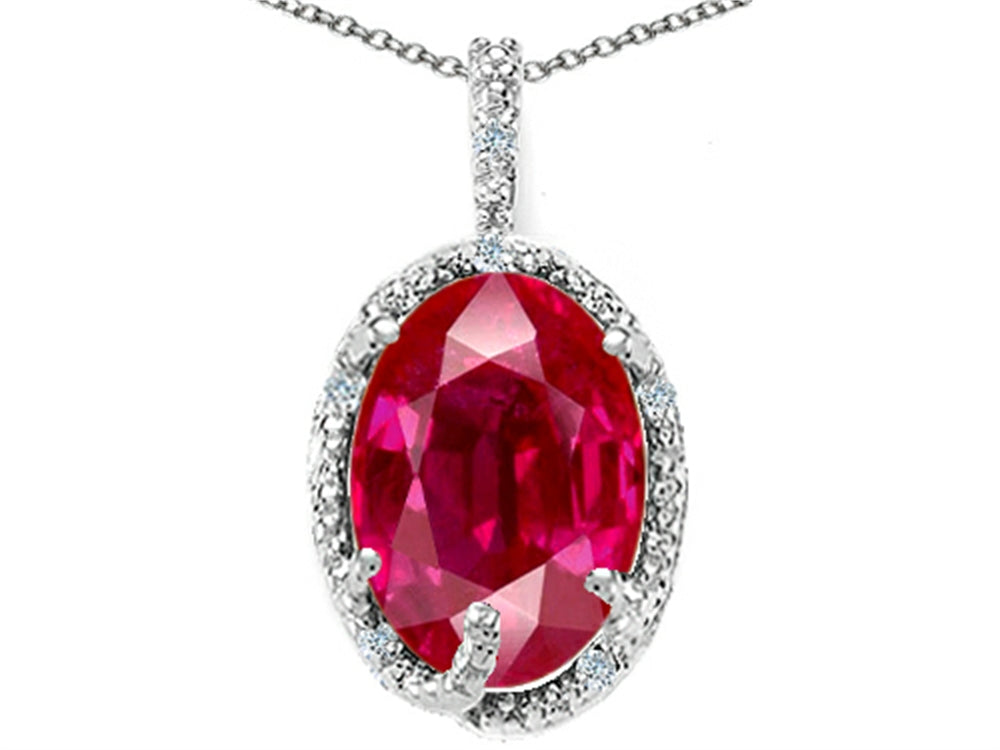 Tommaso Design™ Oval 10x8mm Created Ruby Pendant Necklace