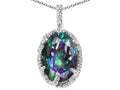 Tommaso Design™ Oval 10x8mm Rainbow Mystic Topaz Pendant Necklace