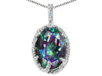 Tommaso Design™ Oval 10x8mm Rainbow Mystic Topaz Pendant Necklace