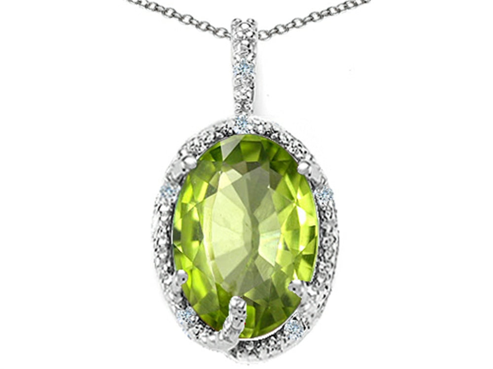 Tommaso Design™ Oval 10x8mm Genuine Peridot Pendant Necklace