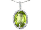 Tommaso Design™ Oval 10x8mm Genuine Peridot Pendant Necklace
