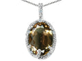 Tommaso Design™ Oval 10x8mm Genuine Smoky Quartz Pendant Necklace