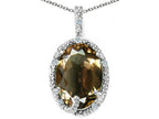 Tommaso Design™ Oval 10x8mm Genuine Smoky Quartz Pendant Necklace