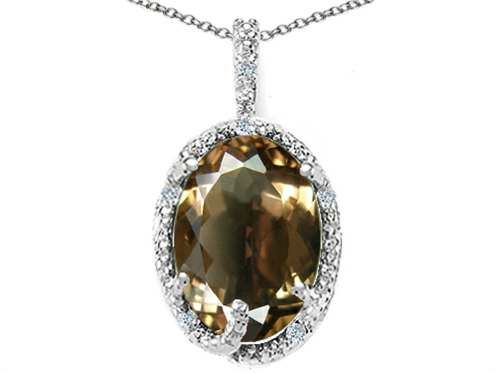 Tommaso Design™ Oval 10x8mm Genuine Smoky Quartz Pendant Necklace