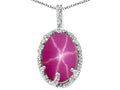 Tommaso Design™ Oval 10x8mm Created Star Ruby Pendant Necklace