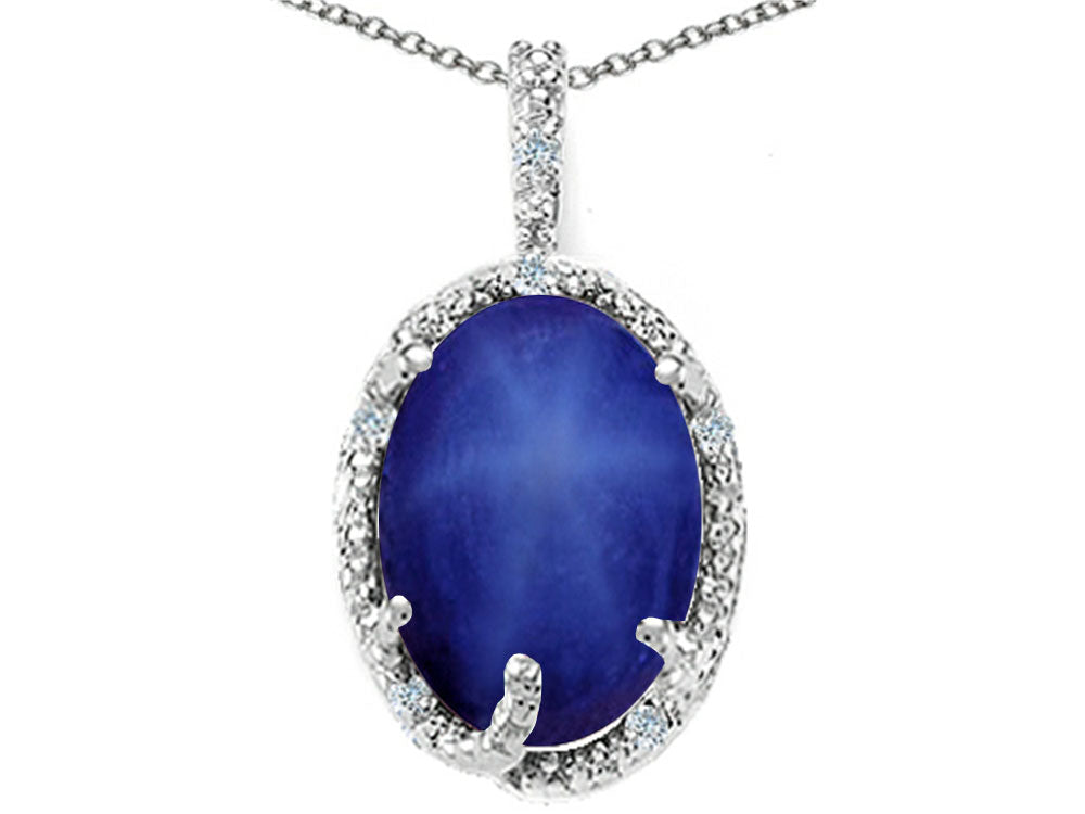 Tommaso Design™ Oval 10x8mm Created Star Sapphire Pendant Necklace