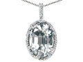 Tommaso Design™ Oval 10x8mm Genuine White Topaz Pendant Necklace