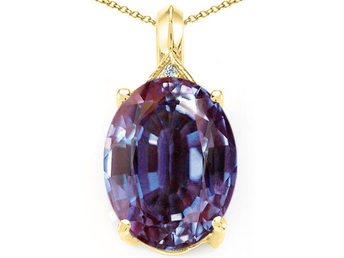 Tommaso Design™ Oval Simulated Alexandrite Pendant Necklace