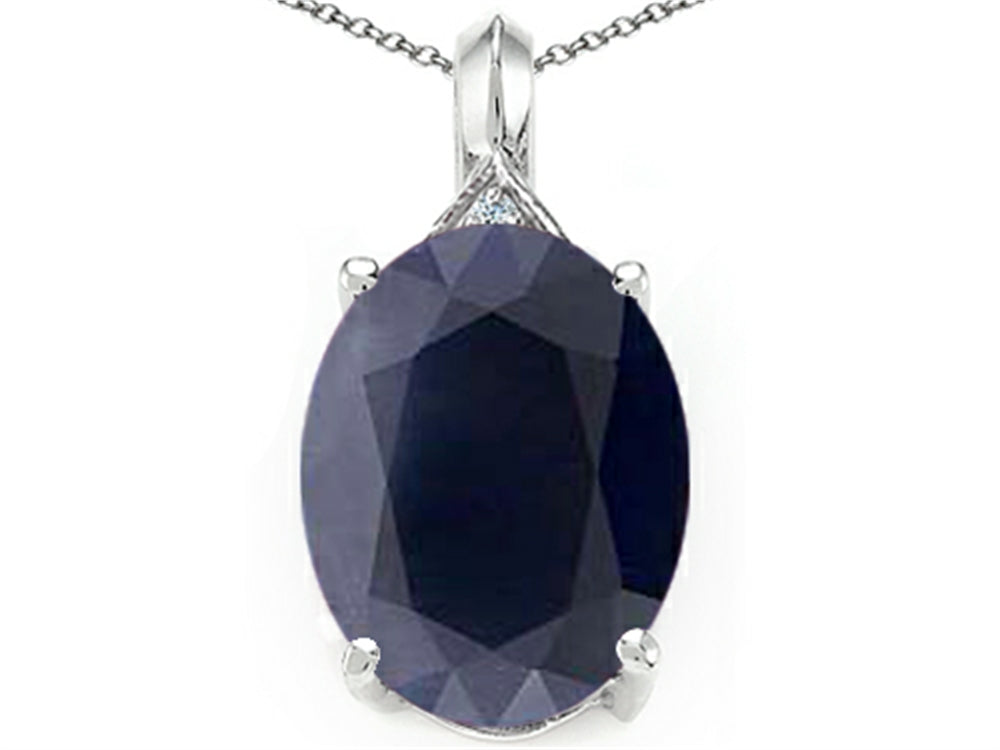 Tommaso Design™ Oval 12x10mm Genuine Black Sapphire Pendant Necklace