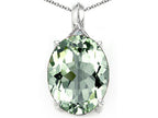 Tommaso Design™ Oval 12x10mm Green Amethyst Pendant Necklace