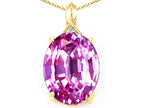 Tommaso Design™ Created Oval Pink Sapphire Pendant Necklace