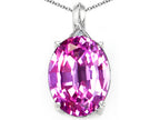 Tommaso Design™ Created Oval Pink Sapphire Pendant Necklace