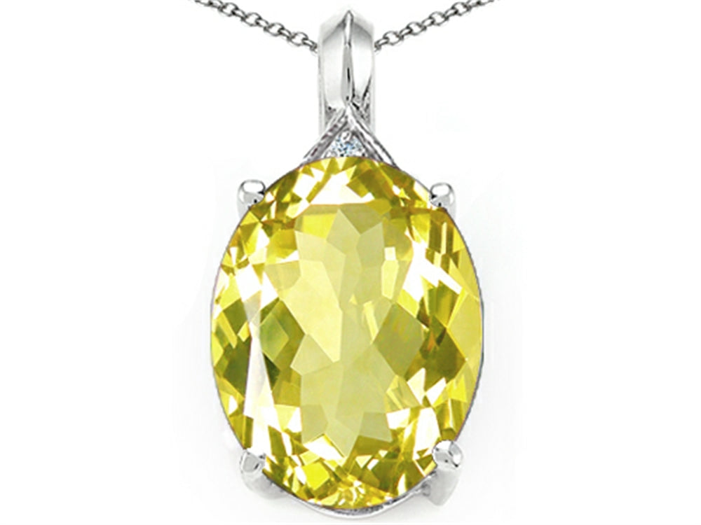 Tommaso Design™ Oval 12x10mm Genuine Lemon Quartz Pendant Necklace
