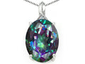 Tommaso Design™ Oval 12x10mm Rainbow Mystic Topaz Pendant Necklace