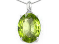 Tommaso Design™ Oval 12x10mm Genuine Peridot Pendant Necklace