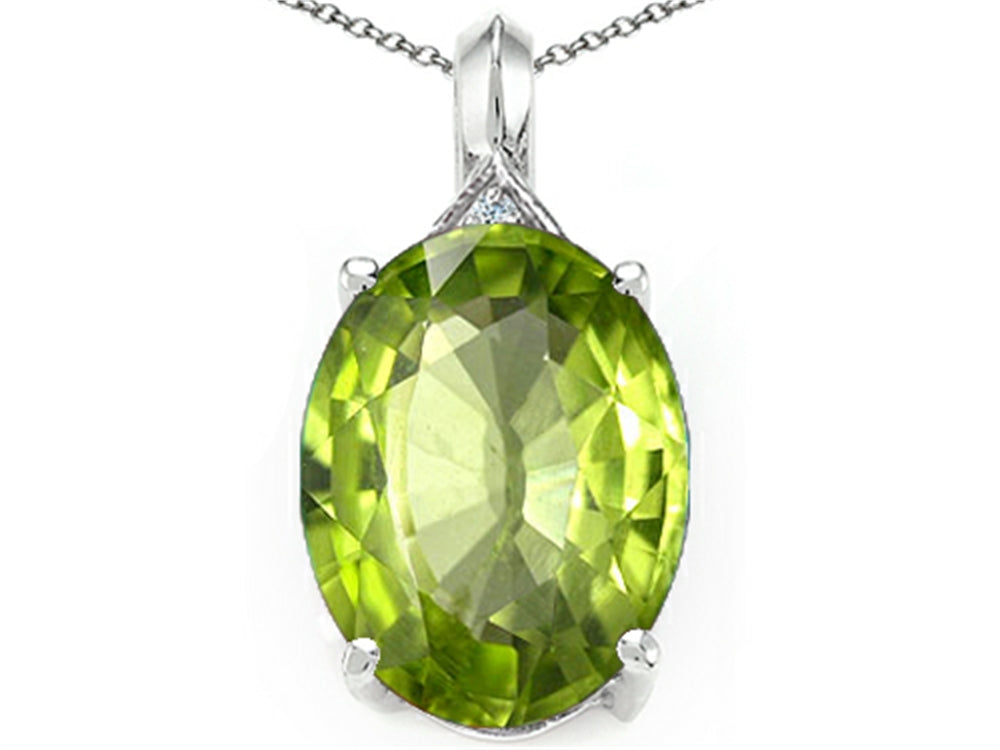 Tommaso Design™ Oval 12x10mm Genuine Peridot Pendant Necklace
