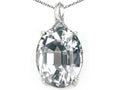 Tommaso Design™ Oval 12x10mm Genuine White Topaz Pendant Necklace