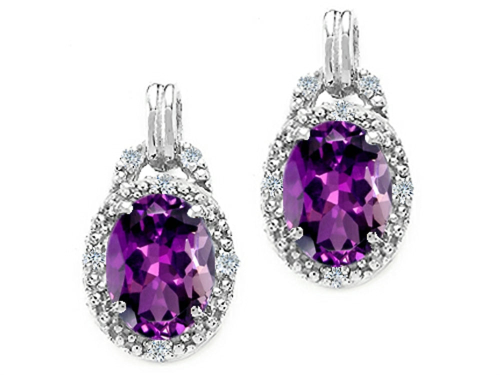 Tommaso Design™ Oval 8x6mm Genuine Amethyst Earrings