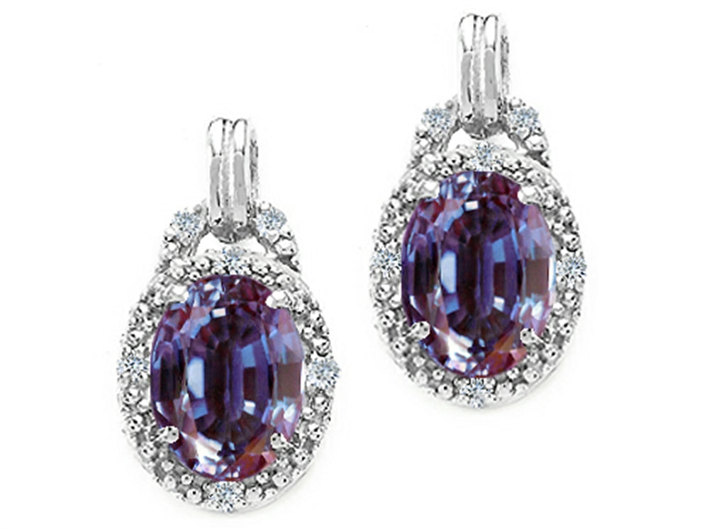 Tommaso Design™ Oval 8x6mm Simulated Alexandrite Earrings