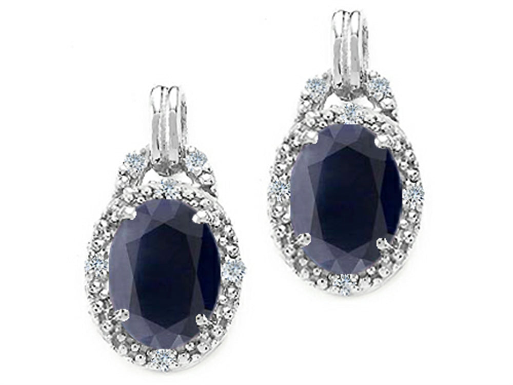 Tommaso Design™ Oval 8x6mm Genuine Black Sapphire Earrings