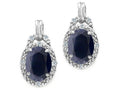 Tommaso Design™ Oval 8x6mm Genuine Black Sapphire Earrings