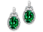 Tommaso Design™ Oval 8x6mm Simulated Emerald Earrings
