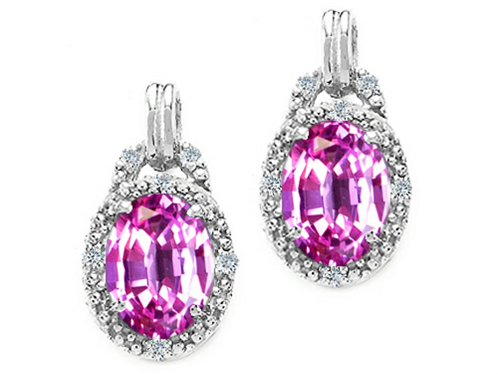 Tommaso Design™ Oval 8x6mm Created Pink Sapphire Earrings