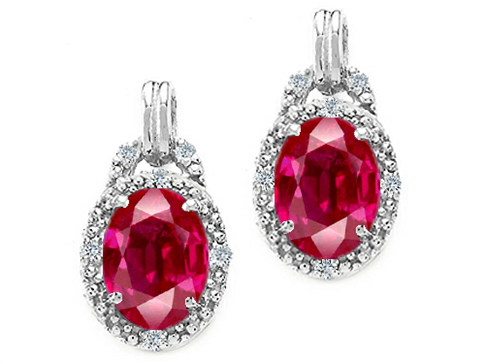 Tommaso Design™ Oval 8x6mm Created Ruby Earrings