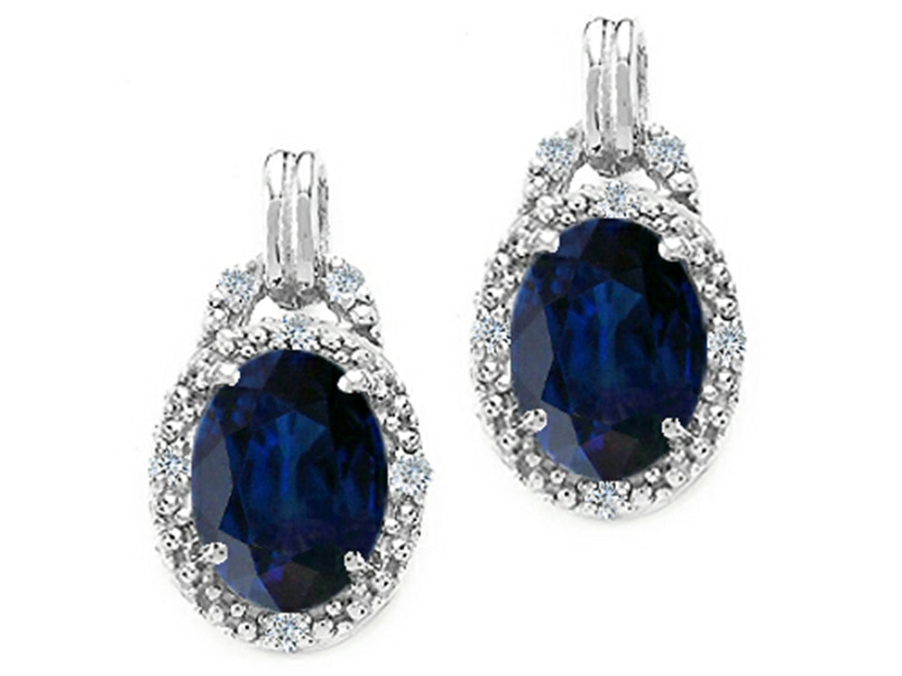 Tommaso Design™ Oval 8x6mm Genuine Sapphire Earrings
