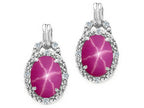 Tommaso Design™ Oval 8x6mm Created Star Ruby Earrings