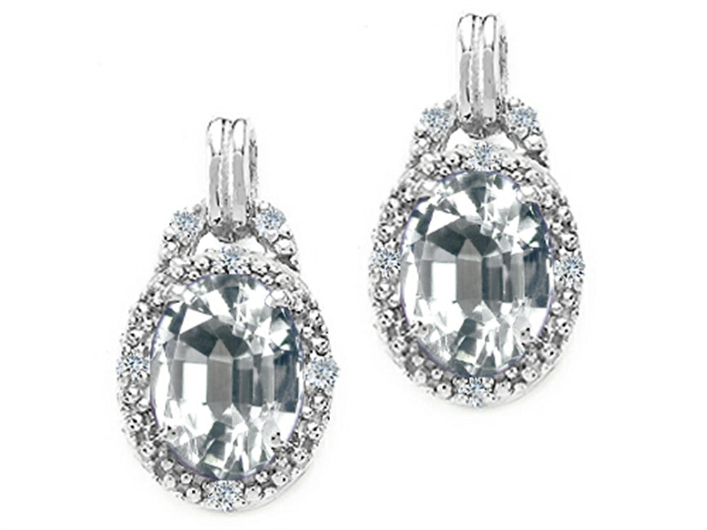 Tommaso Design™ Oval 8x6mm Genuine White Topaz Earrings