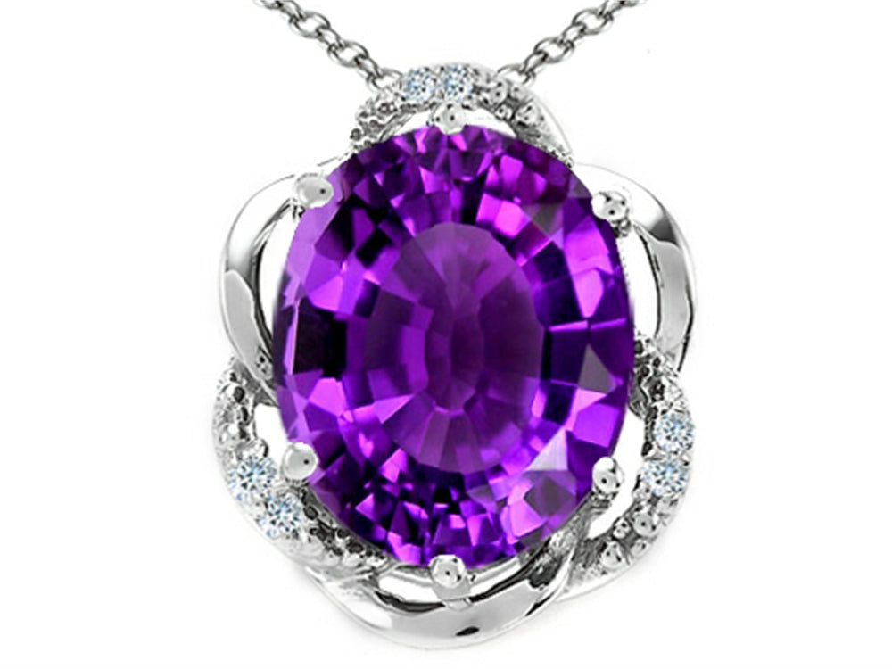 Tommaso Design™ Oval 12x10mm Genuine Amethyst Pendant Necklace